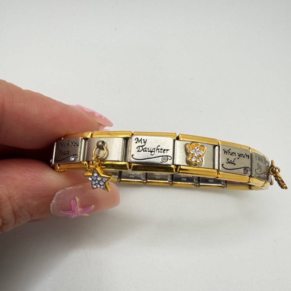 Bradford‎ Exchange "Charming Touches" two toned metal "Daughter" bracelet!